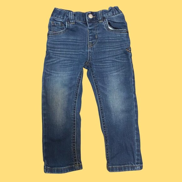 Cat & Jack Toddler Boy Super Stretch Jeans Dark Wash Blue Denim Size 2T - Picture 2 of 7